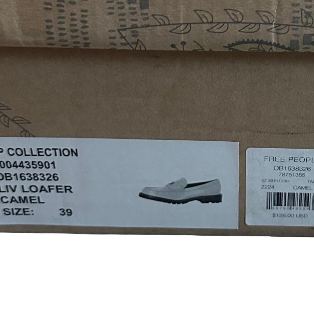 Free People Liv Loafers Slip-On Shoes Camel Tan Penny Loafer Size 8.5 Womens NIB - Picture 10 of 13